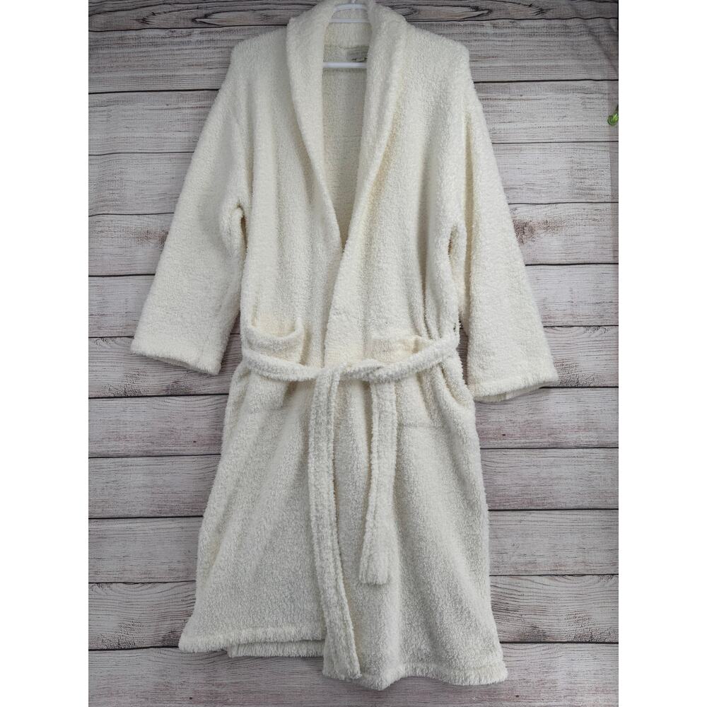 Cozy Plush Shawl Collar Bathrobe - Cream